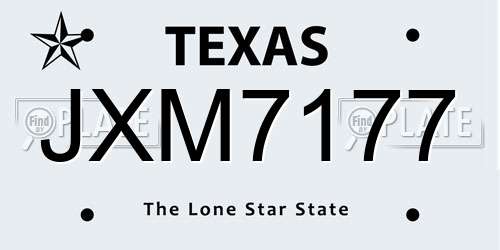 JXM7177 Texas License Plate