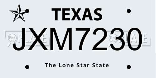 JXM7230 Texas License Plate