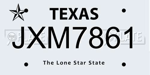 JXM7861 Texas License Plate