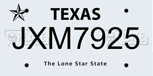 JXM7925 Texas License Plate