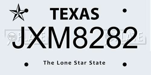 JXM8282 Texas License Plate