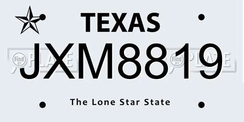 JXM8819 Texas License Plate