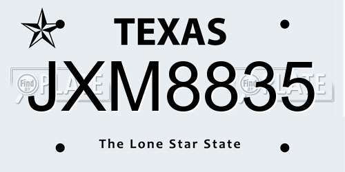 JXM8835 Texas License Plate