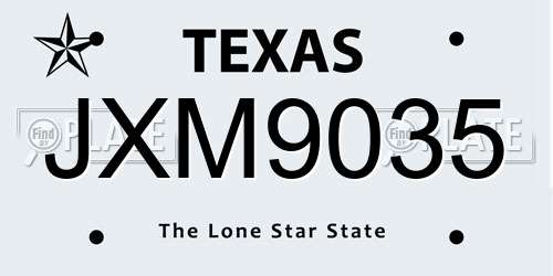 JXM9035 Texas License Plate