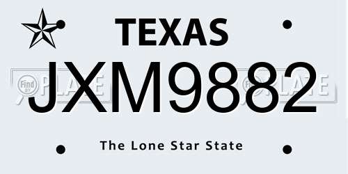 JXM9882 Texas License Plate