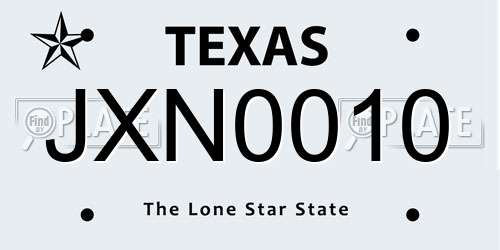 JXN0010 Texas License Plate