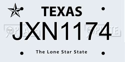 JXN1174 Texas License Plate