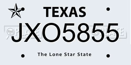 JXO5855 Texas License Plate