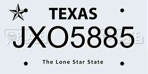 JXO5885 Texas License Plate