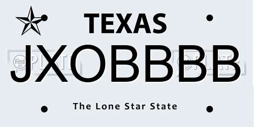 JXOBBBB Texas License Plate