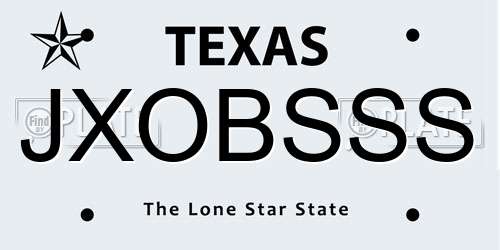 JXOBSSS Texas License Plate