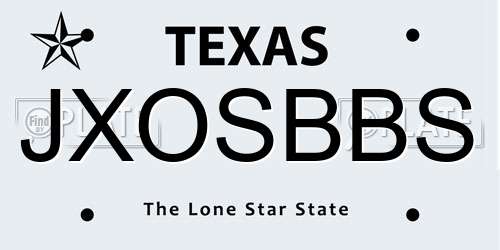 JXOSBBS Texas License Plate