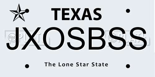 JXOSBSS Texas License Plate