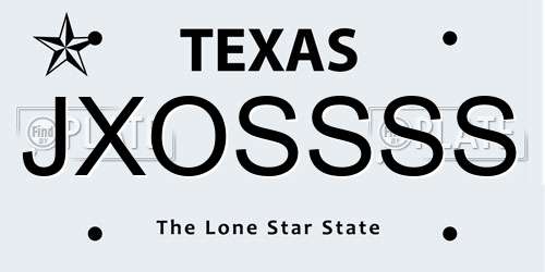 JXOSSSS Texas License Plate
