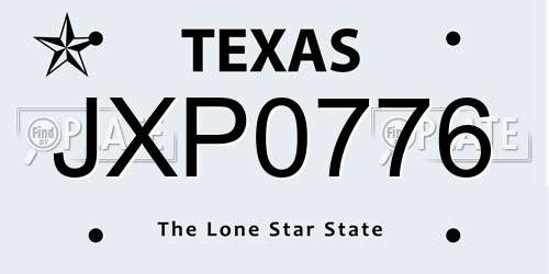 JXP0776 Texas License Plate