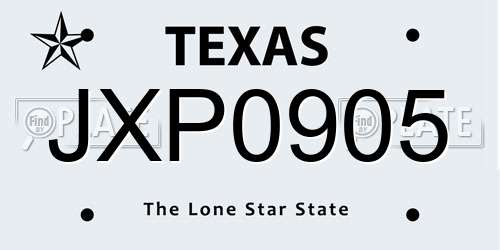 JXP0905 Texas License Plate