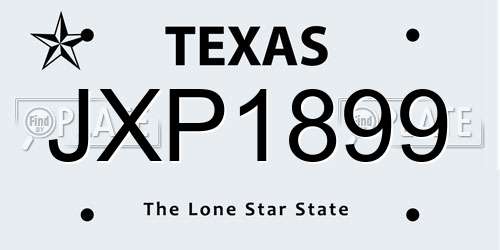 JXP1899 Texas License Plate