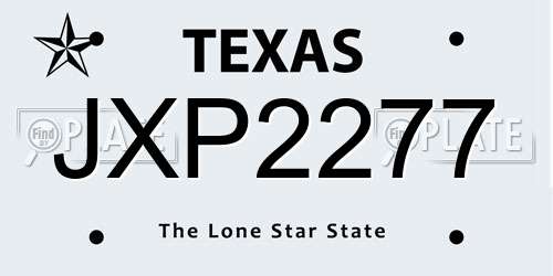 JXP2277 Texas License Plate