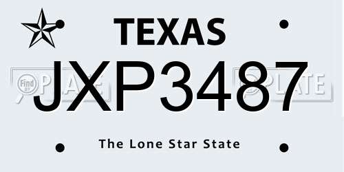 JXP3487 Texas License Plate