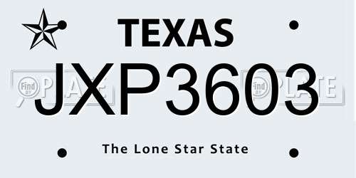 JXP3603 Texas License Plate