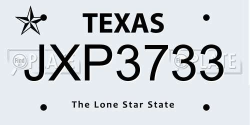 JXP3733 Texas License Plate