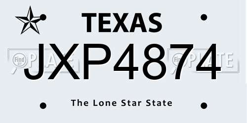 JXP4874 Texas License Plate