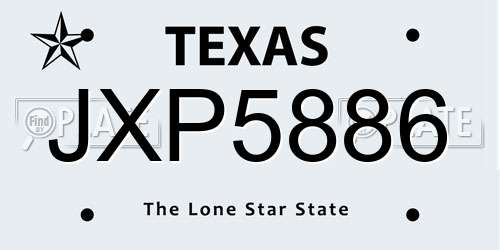 JXP5886 Texas License Plate