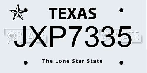 JXP7335 Texas License Plate