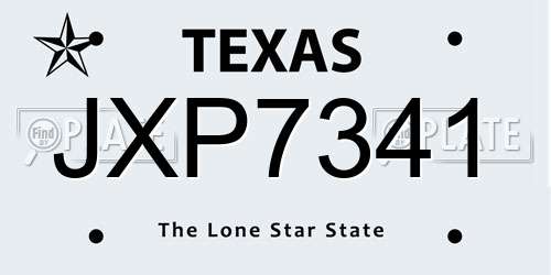 JXP7341 Texas License Plate