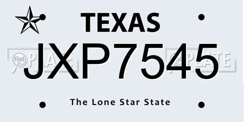 JXP7545 Texas License Plate