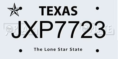 JXP7723 Texas License Plate