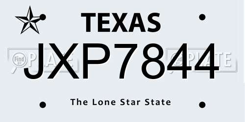 JXP7844 Texas License Plate