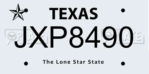 JXP8490 Texas License Plate