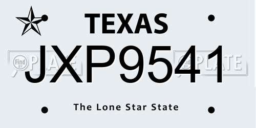 JXP9541 Texas License Plate