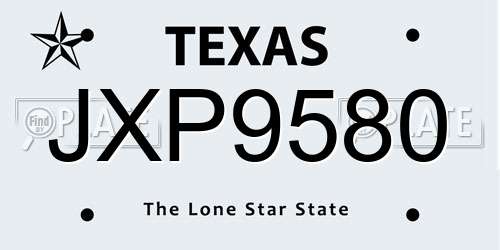 JXP9580 Texas License Plate