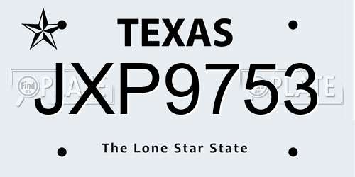 JXP9753 Texas License Plate