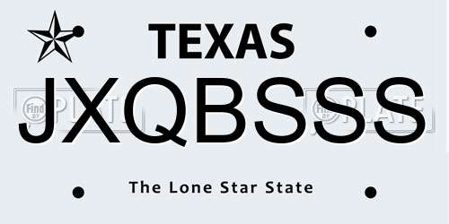 JXQBSSS Texas License Plate