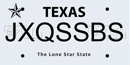 JXQSSBS Texas License Plate