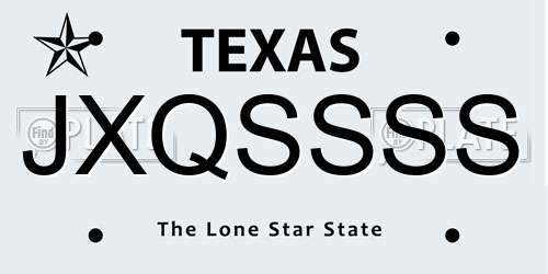 JXQSSSS Texas License Plate