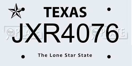 JXR4076 Texas License Plate
