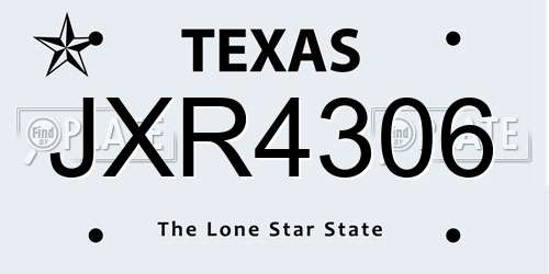 JXR4306 Texas License Plate