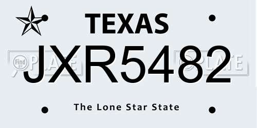 JXR5482 Texas License Plate