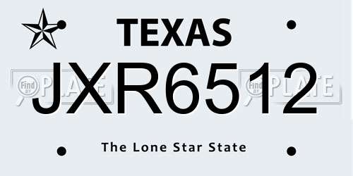 JXR6512 Texas License Plate