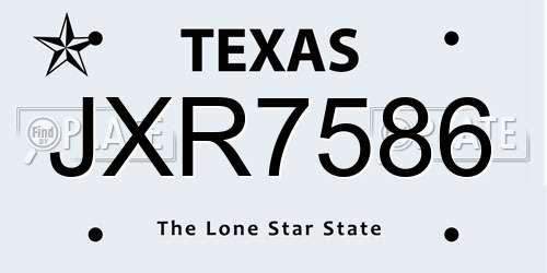 JXR7586 Texas License Plate