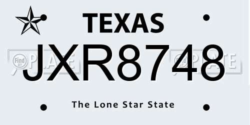 JXR8748 Texas License Plate
