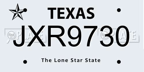 JXR9730 Texas License Plate