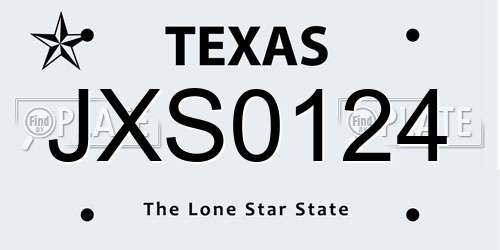 JXS0124 Texas License Plate
