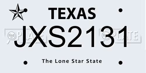 JXS2131 Texas License Plate