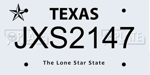 JXS2147 Texas License Plate