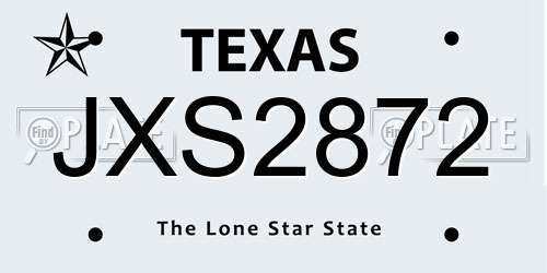 JXS2872 Texas License Plate